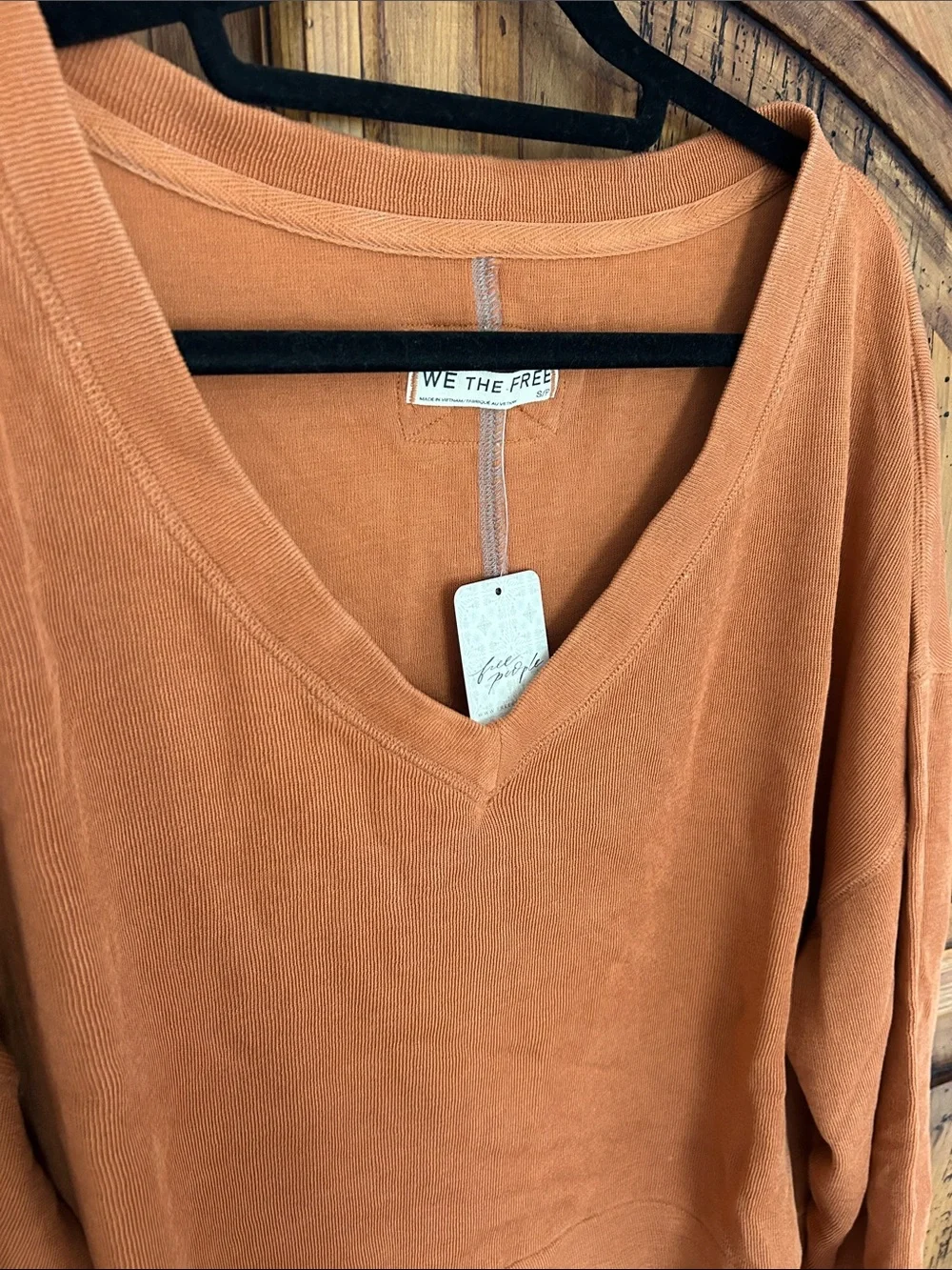 NWT Free People Comfort Zone V Neck Pullover Orange Fall Halloween Sweater Top